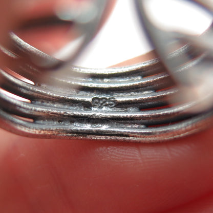 925 Sterling Silver Vintage Multi-Row Oxidized Adjustable Ring Size 7.25