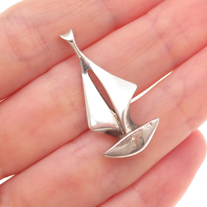 925 Sterling Silver Vintage Sailboat Modernist Charm Pendant