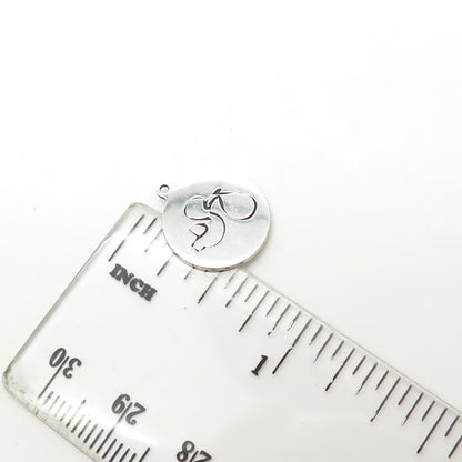 925 Sterling Silver USA Two In Town Stork Charm Pendant