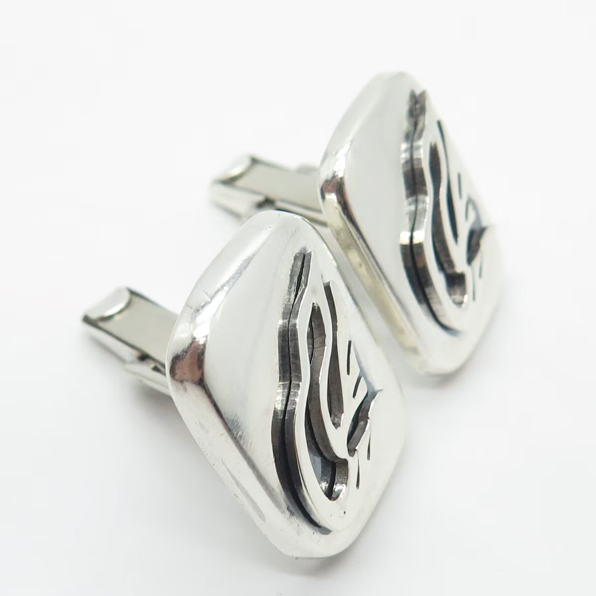 925 Sterling Silver Vintage Modernist Cufflinks