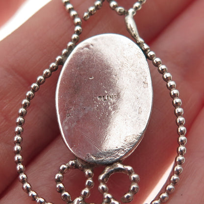 925 Sterling Silver Vintage Real Cabochon Aventurine Ornate Charm Pendant