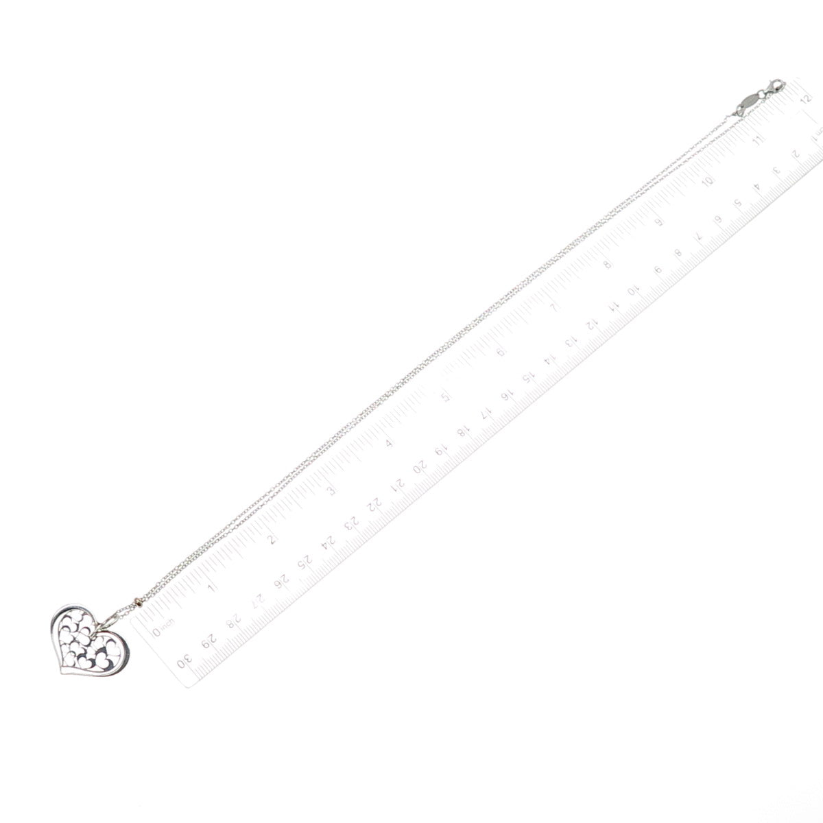 925 Sterling Silver Italy Heart Pendant Adjustable Cable Chain Necklace 24"