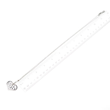 925 Sterling Silver Italy Heart Pendant Adjustable Cable Chain Necklace 24"