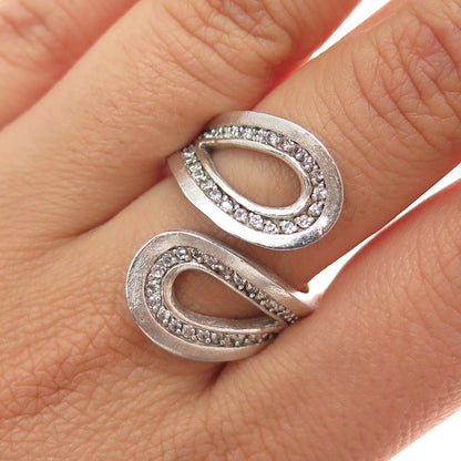 925 Sterling Silver Vintage Round-Cut C Z Adjustable Ring Size 8.5