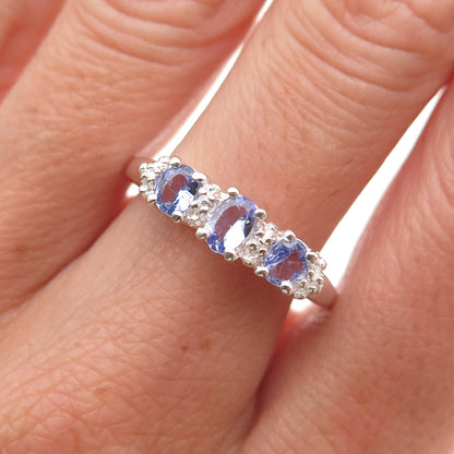 Chuck Clemency 925 Sterling Silver Real Oval-Cut Tanzanite Ring Size 9