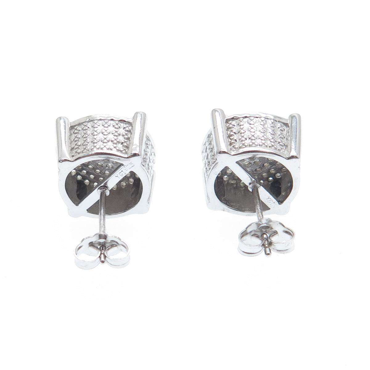 925 Sterling Silver Round-Cut C Z Sparkle Stud Earrings