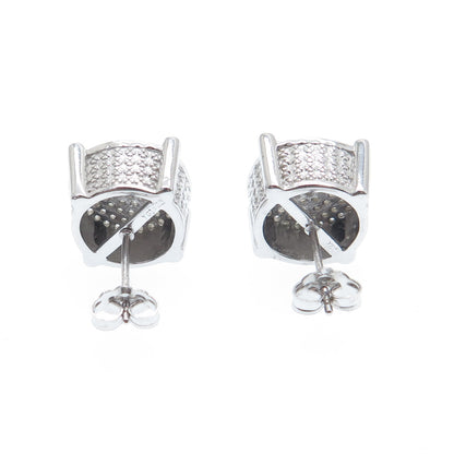 925 Sterling Silver Round-Cut C Z Sparkle Stud Earrings