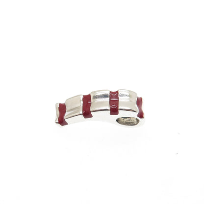925 Sterling Silver Vintage Enamel Candy Cane Minimalist Slide Charm Pendant