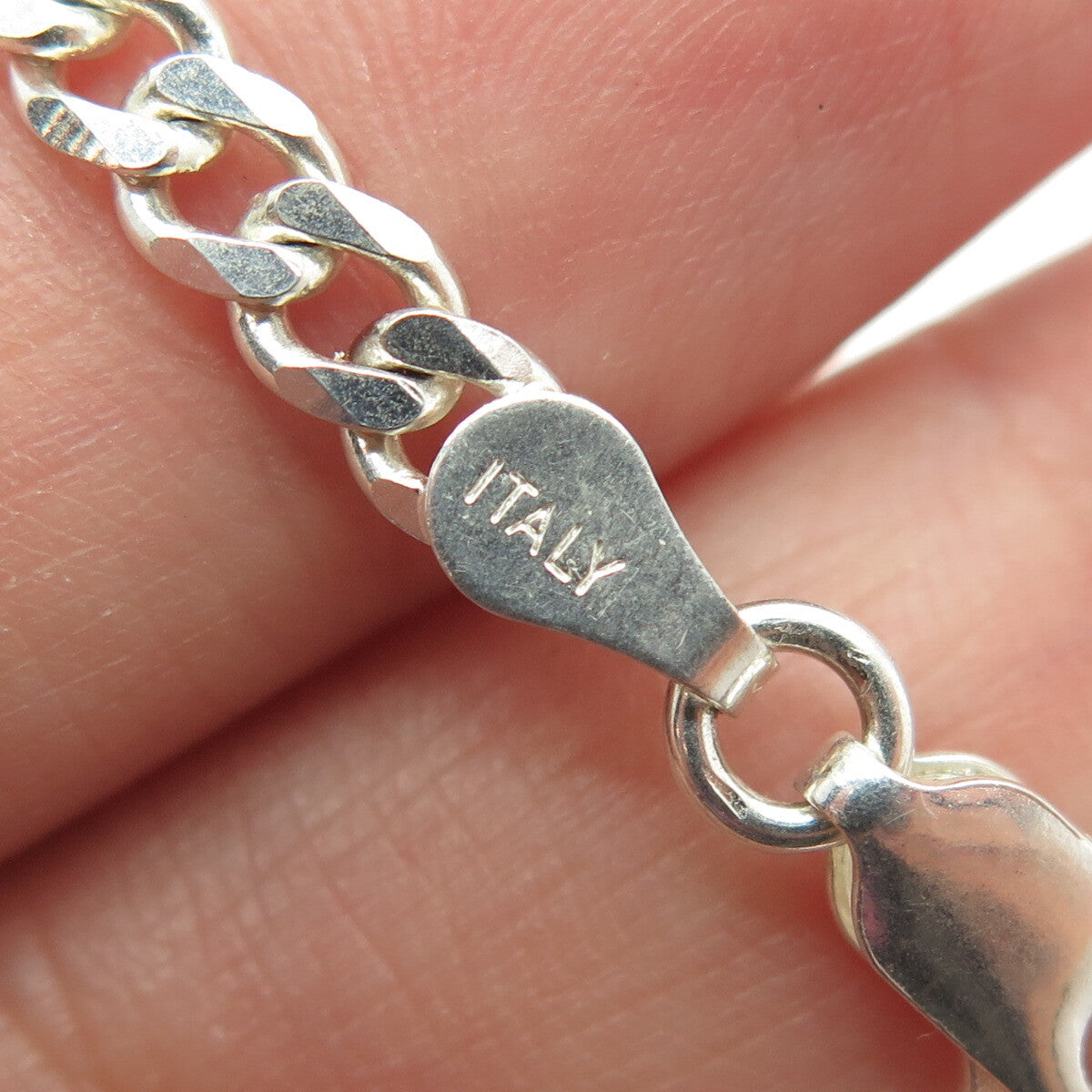 925 Sterling Silver Italy Curb Chain Necklace 18"