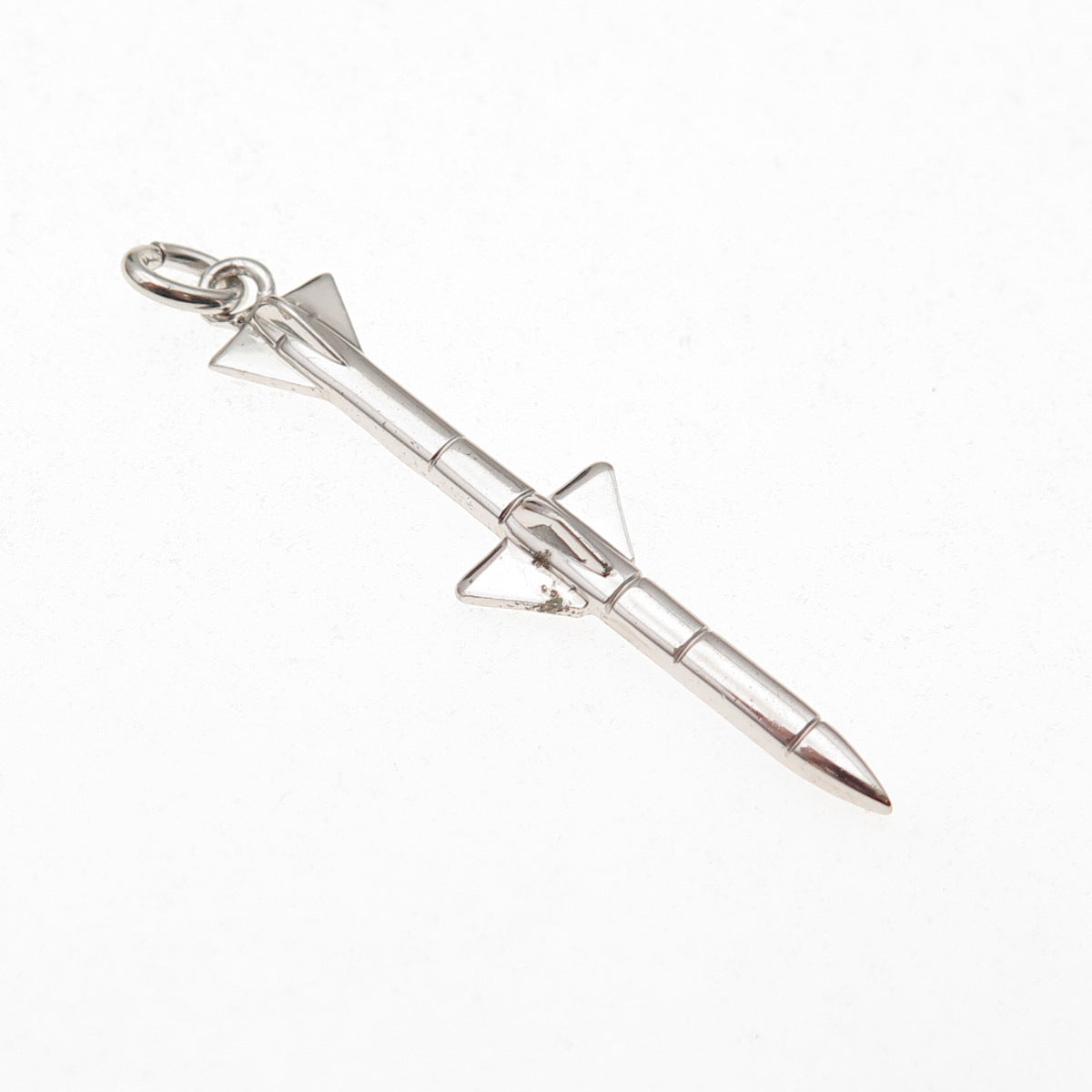 925 Sterling Silver Vintage Rocket Charm Pendant