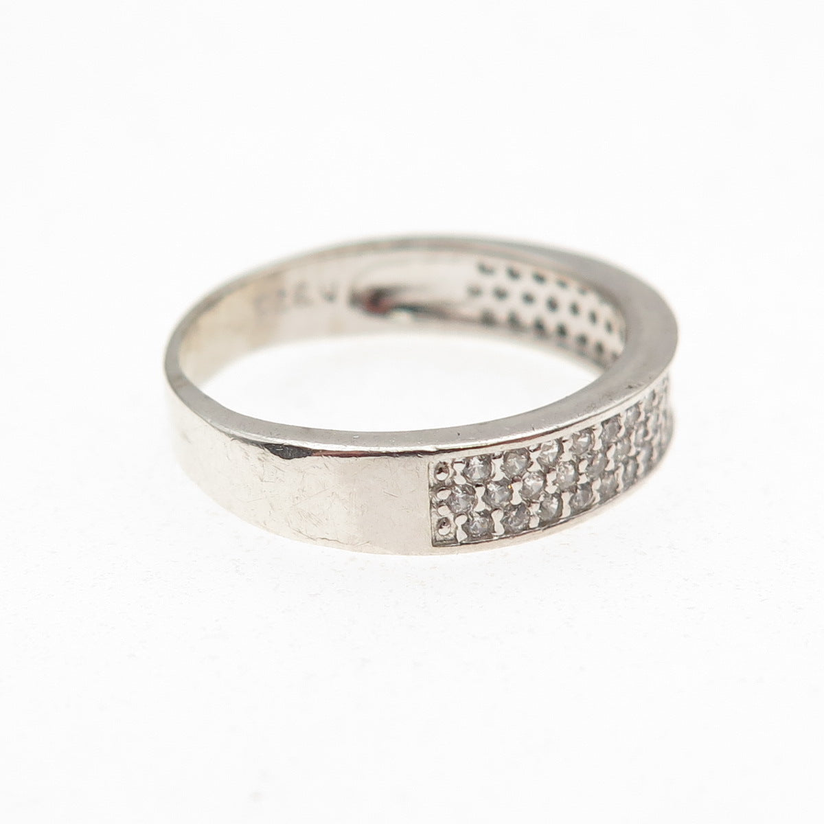 925 Sterling Silver Round-Cut C Z Half Eternity Band Ring Size 6.75