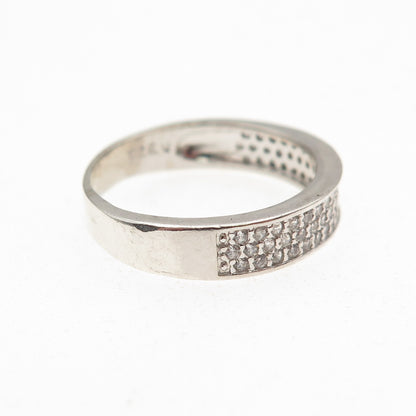 925 Sterling Silver Round-Cut C Z Half Eternity Band Ring Size 6.75
