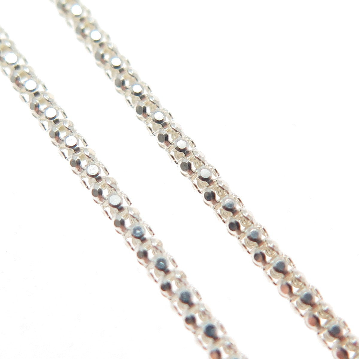 925 Sterling Silver Italy Dolphin Popcorn Chain Necklace 18"