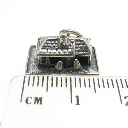 925 Sterling Silver Vintage Old House Charm Pendant