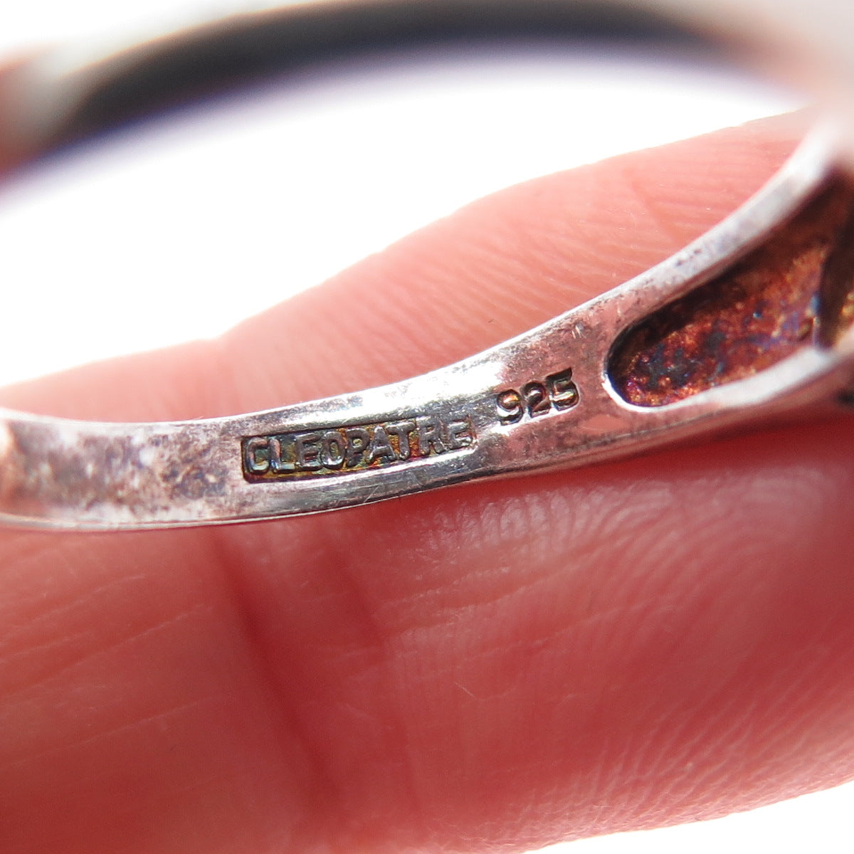 CLEOPATRE 925 Sterling Silver Vintage Modernist Oxidized Ring Size 9.25