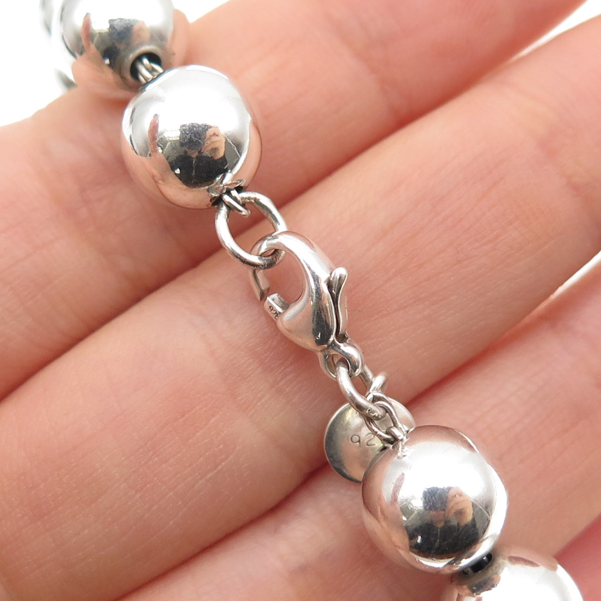 TIFFANY & CO. 925 Sterling Silver Vintage HardWear Ball Beaded Bracelet 7.5"