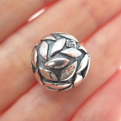 SILPADA 925 Sterling Silver Vintage Floral Petal Oxidized Large Bead Slide Charm