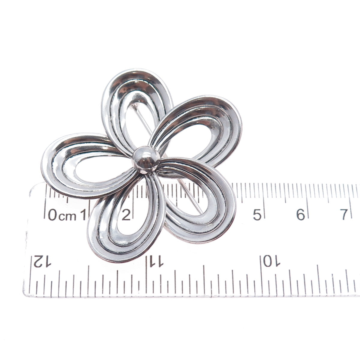 W. E. Richards 925 Sterling Silver Antique Art Deco Flower Pin Brooch