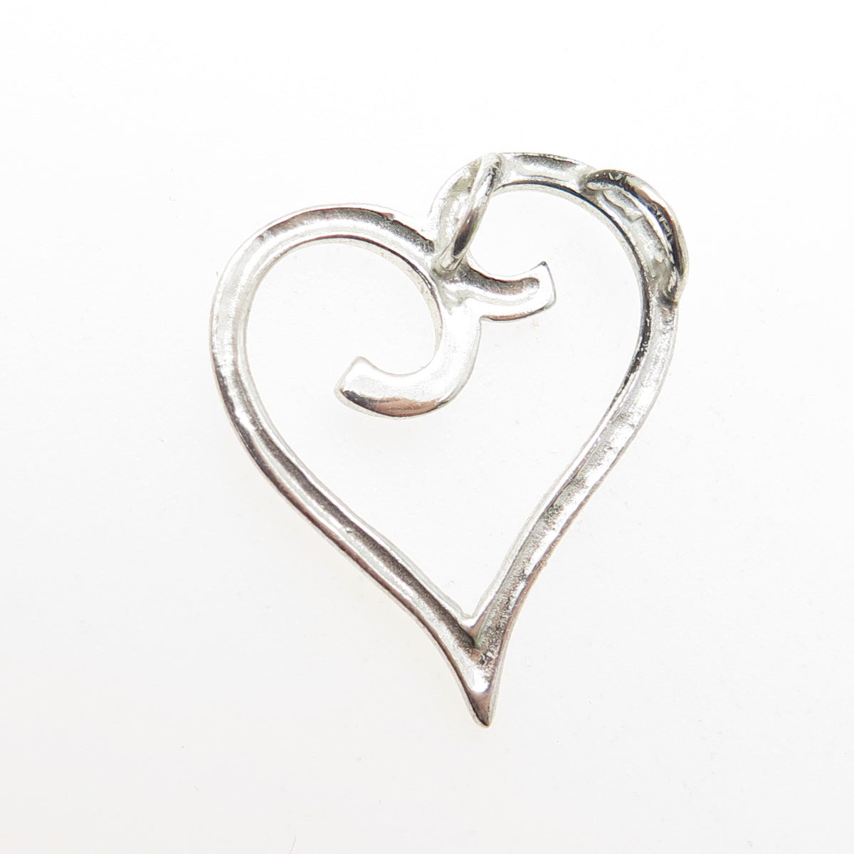 925 Sterling Silver Vintage Swirl Heart Pendant