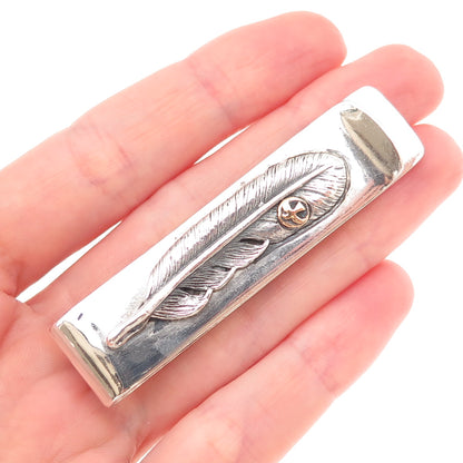 925 Sterling Silver 2-Tone Vintage Eagle Feather Oxidized Money Clip