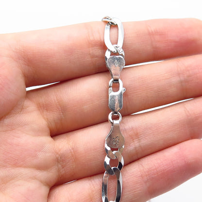 925 Sterling Silver Italy Figaro Chain Necklace 28"