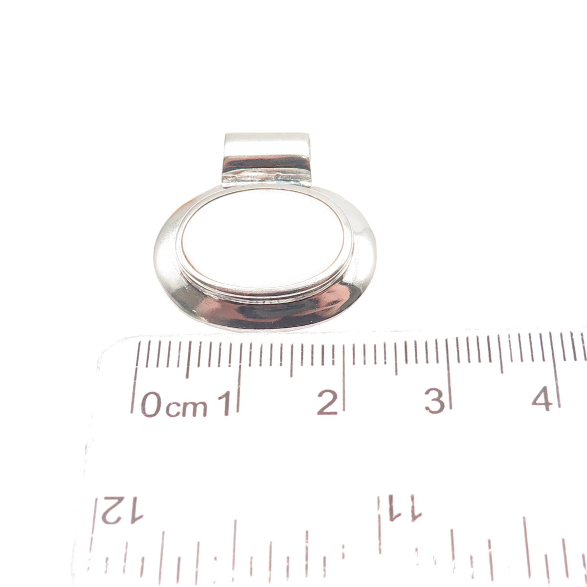 925 Sterling Silver Vintage Real MOP Modernist Slide Charm Pendant