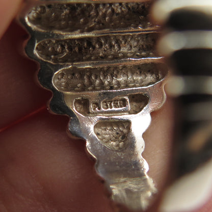 925 Sterling Silver Vintage Fence Ribbed Ring Size 7
