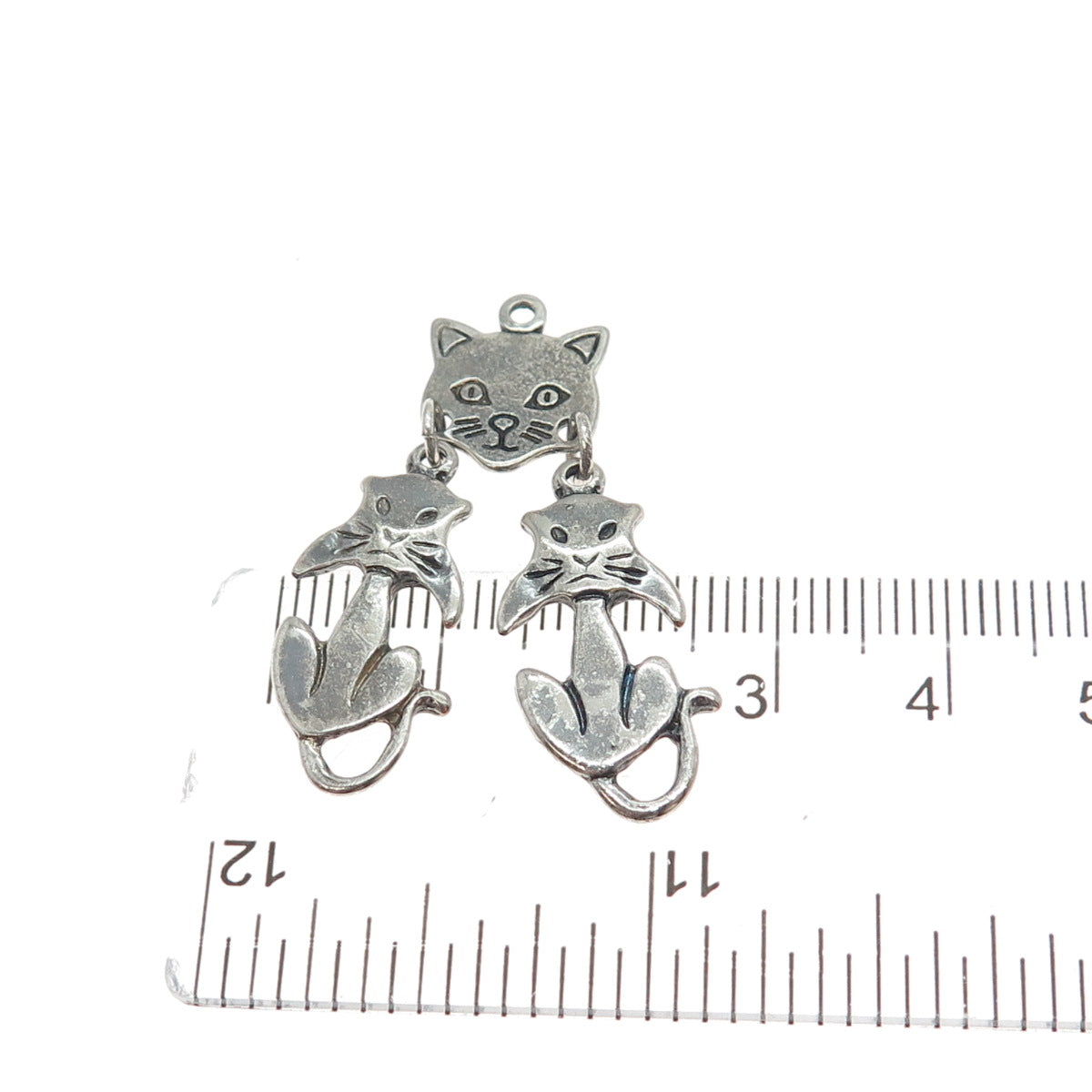 925 Sterling Silver Vintage Cat Cartoon Character Oxidized Charm Pendant