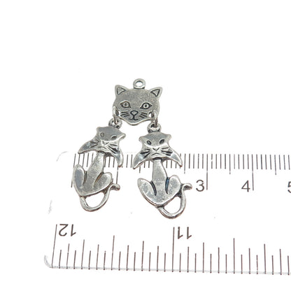 925 Sterling Silver Vintage Cat Cartoon Character Oxidized Charm Pendant