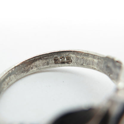 925 Sterling Silver Vintage Heart-Cut Shaped C Z Irish Claddagh Ring Size 4.75