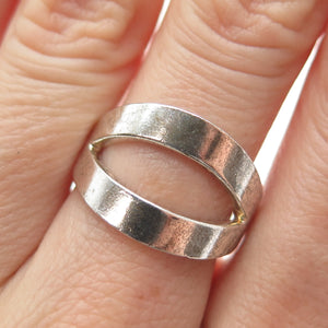 925 Sterling Silver Vintage Modernist Crisscross Oxidized Ring Size 7.25