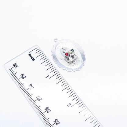 925 Sterling Silver Antique Multi-Color Rhinestone "Happy Birthday" Cake Pendant