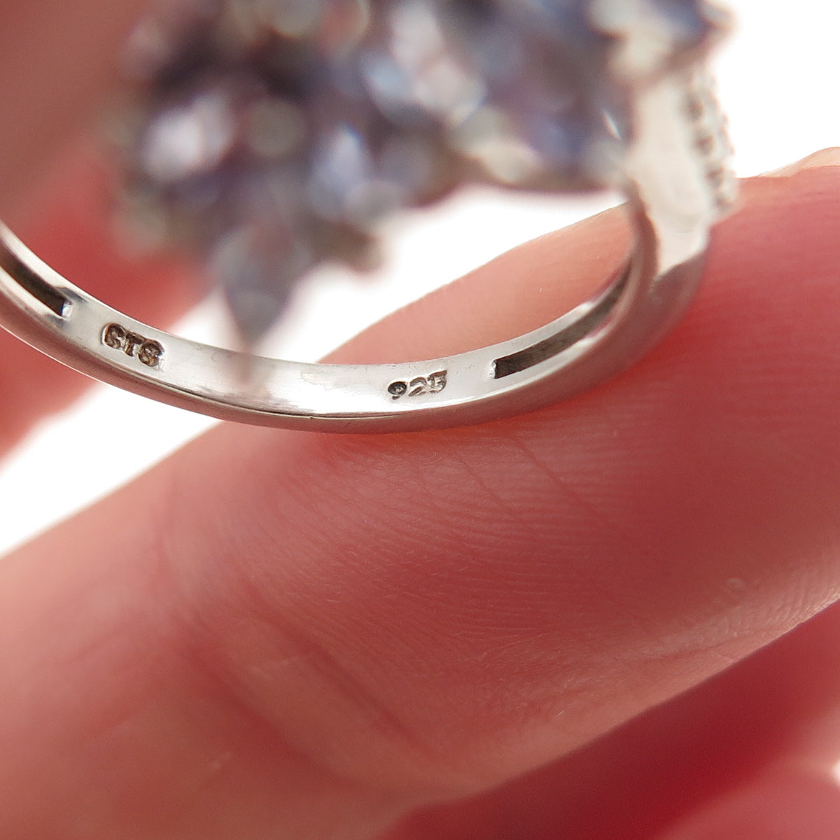 Chuck Clemency 925 Sterling Silver Real Marquise-Cut Tanzanite Ring Size 8