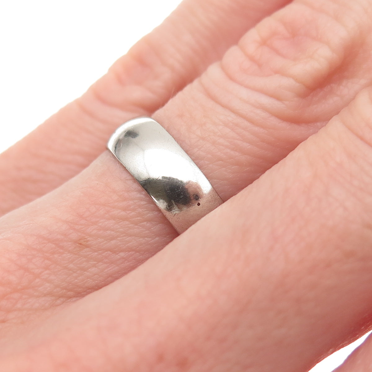 Legi 925 Sterling Silver Antique Art Deco Classic Wedding Band Ring Size 6