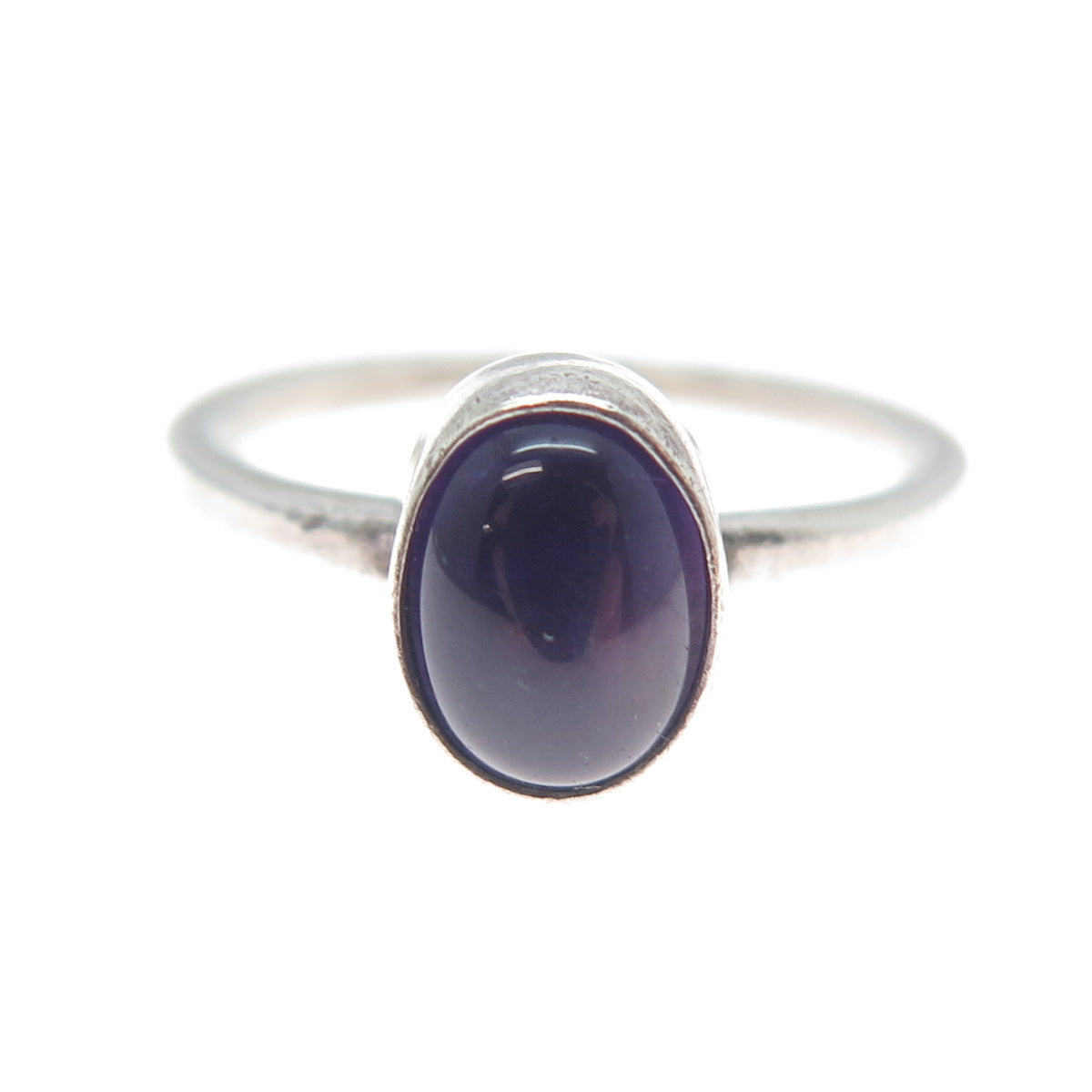 SHUBE 925 Sterling Silver Vintage Real Cabochon Amethyst Oxidized Ring Size 7