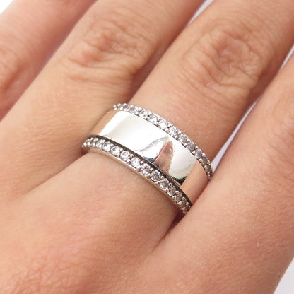 SAI 925 Sterling Silver Round-Cut C Z Ring Size 6.75