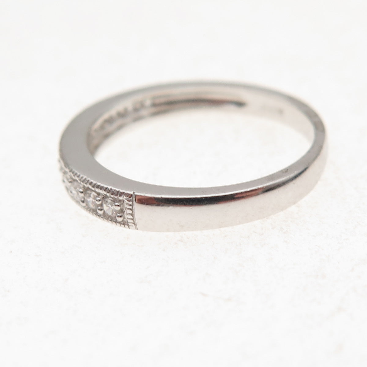 JH Young 925 Sterling Silver Round-Cut C Z Half Eternity Band Ring Size 7
