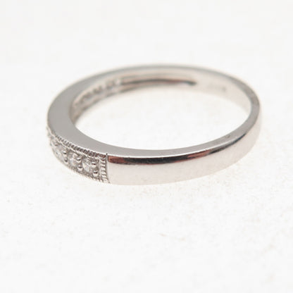JH Young 925 Sterling Silver Round-Cut C Z Half Eternity Band Ring Size 7