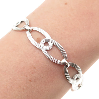 W.E. Richards Sterling Silver Antique Art Deco Interlocked Link Bracelet 7.5"