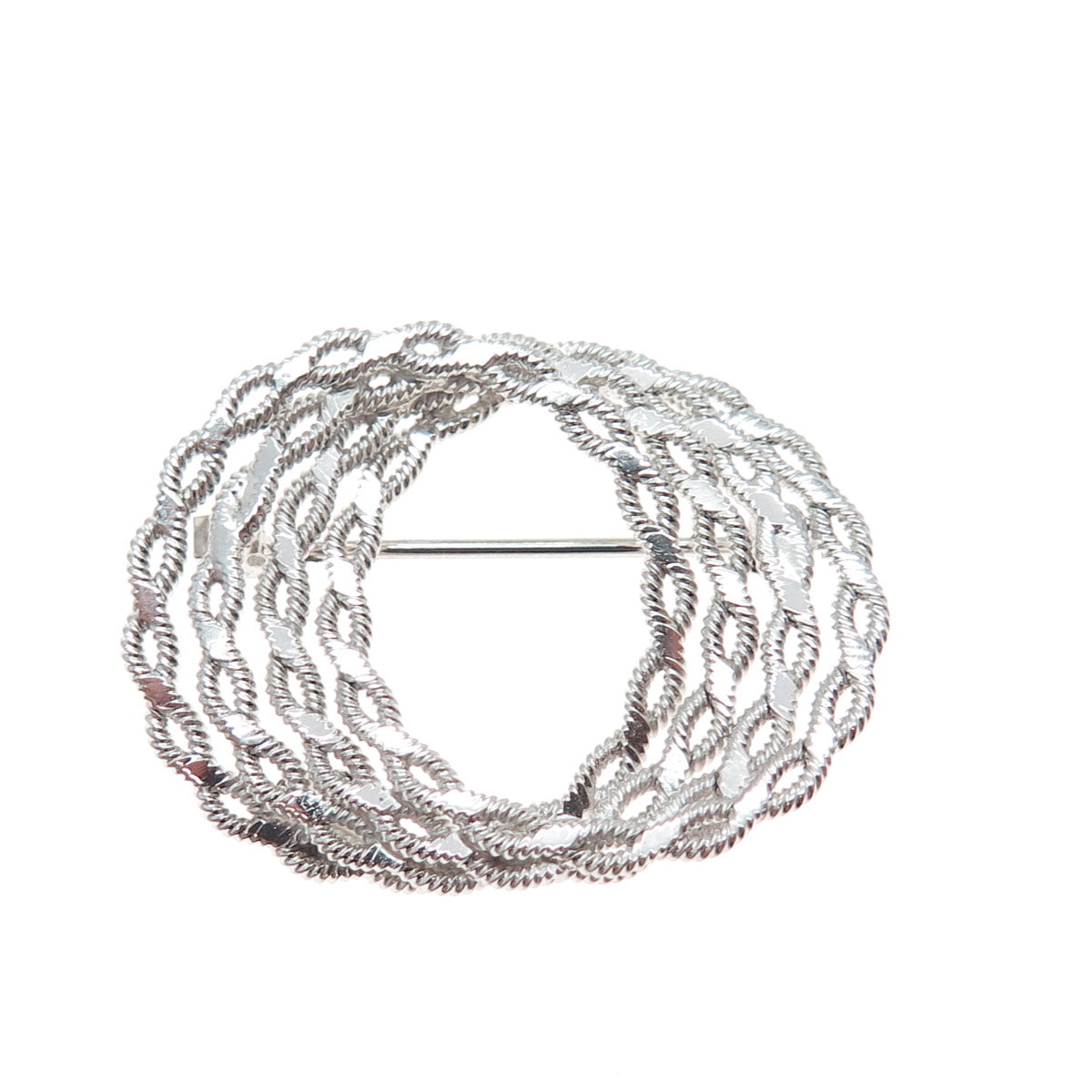 A & Z HAYWARD 925 Sterling Silver Vintage Interlocked Eternity Circle Pin Brooch