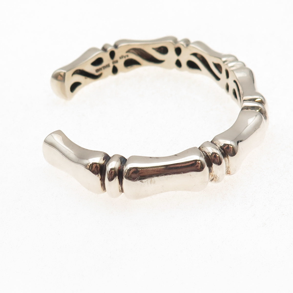 Rage 925 Sterling Silver Vintage Bamboo Adjustable Cuff Bracelet 7"