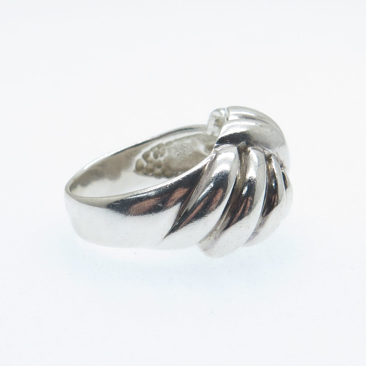 925 Sterling Silver Vintage Modernist Twisted Oxidized Ring Size 7.25