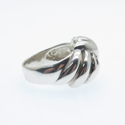 925 Sterling Silver Vintage Modernist Twisted Oxidized Ring Size 7.25