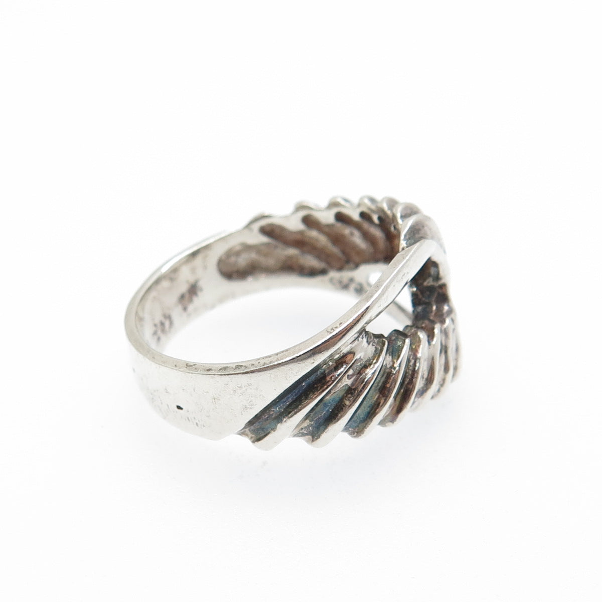 925 Sterling Silver Vintage Modernist Infinity Oxidized Ring Size 7