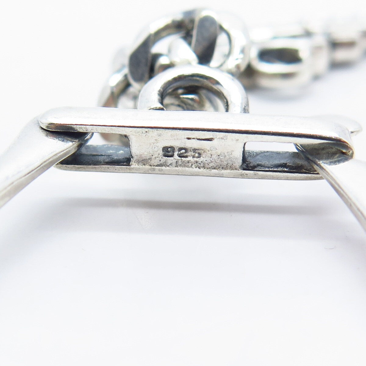 925 Sterling Silver Vintage Revolver Cuban Chain Key Ring