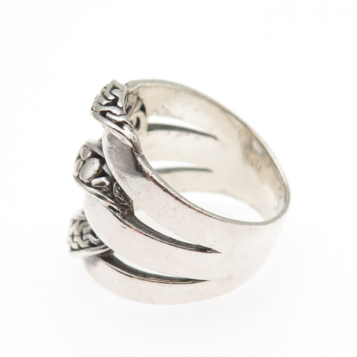 Sarda 925 Sterling Silver Vintage Interlocked Link Oxidized Ring Size 8