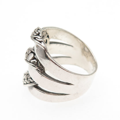 Sarda 925 Sterling Silver Vintage Interlocked Link Oxidized Ring Size 8