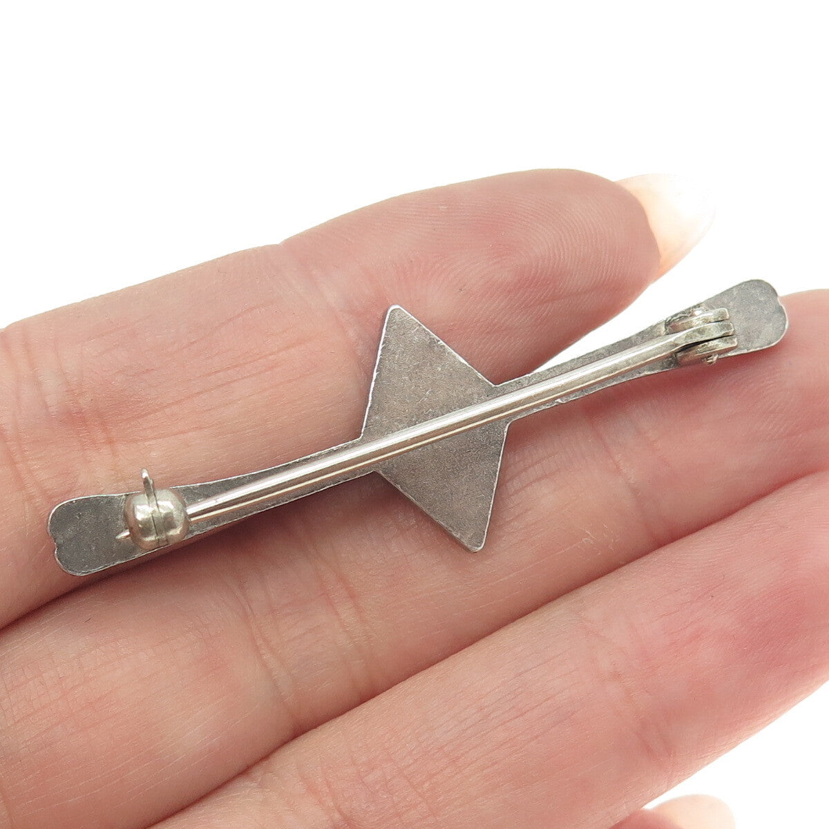 925 Sterling Silver Vintage Blue Enamel "GH" Initial Pin Brooch