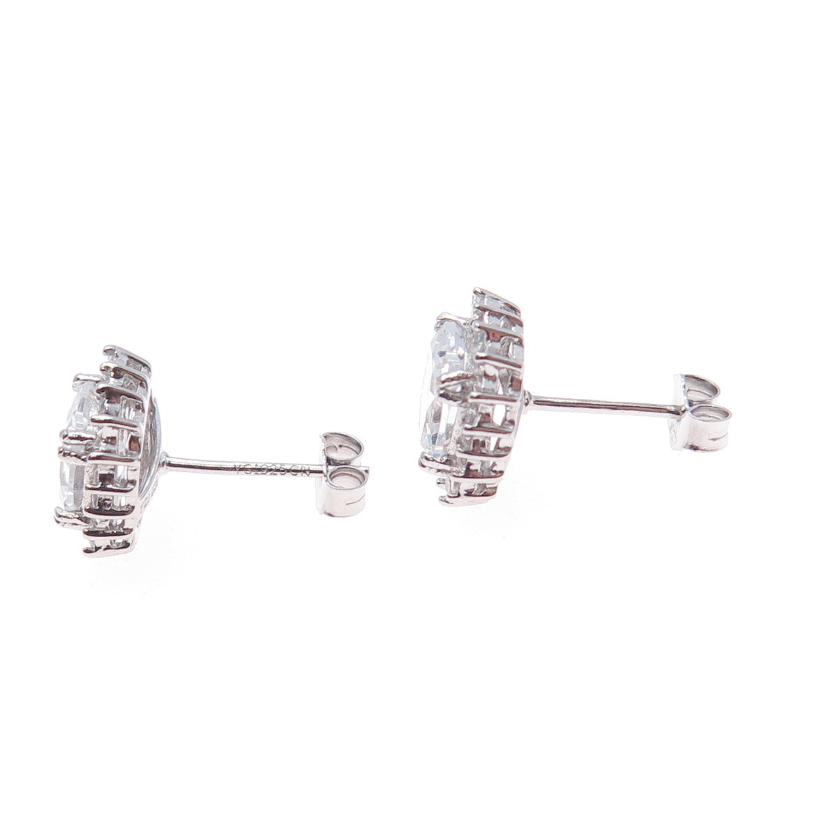 925 Sterling Silver Radiant & Round-Cut C Z Stud Earrings