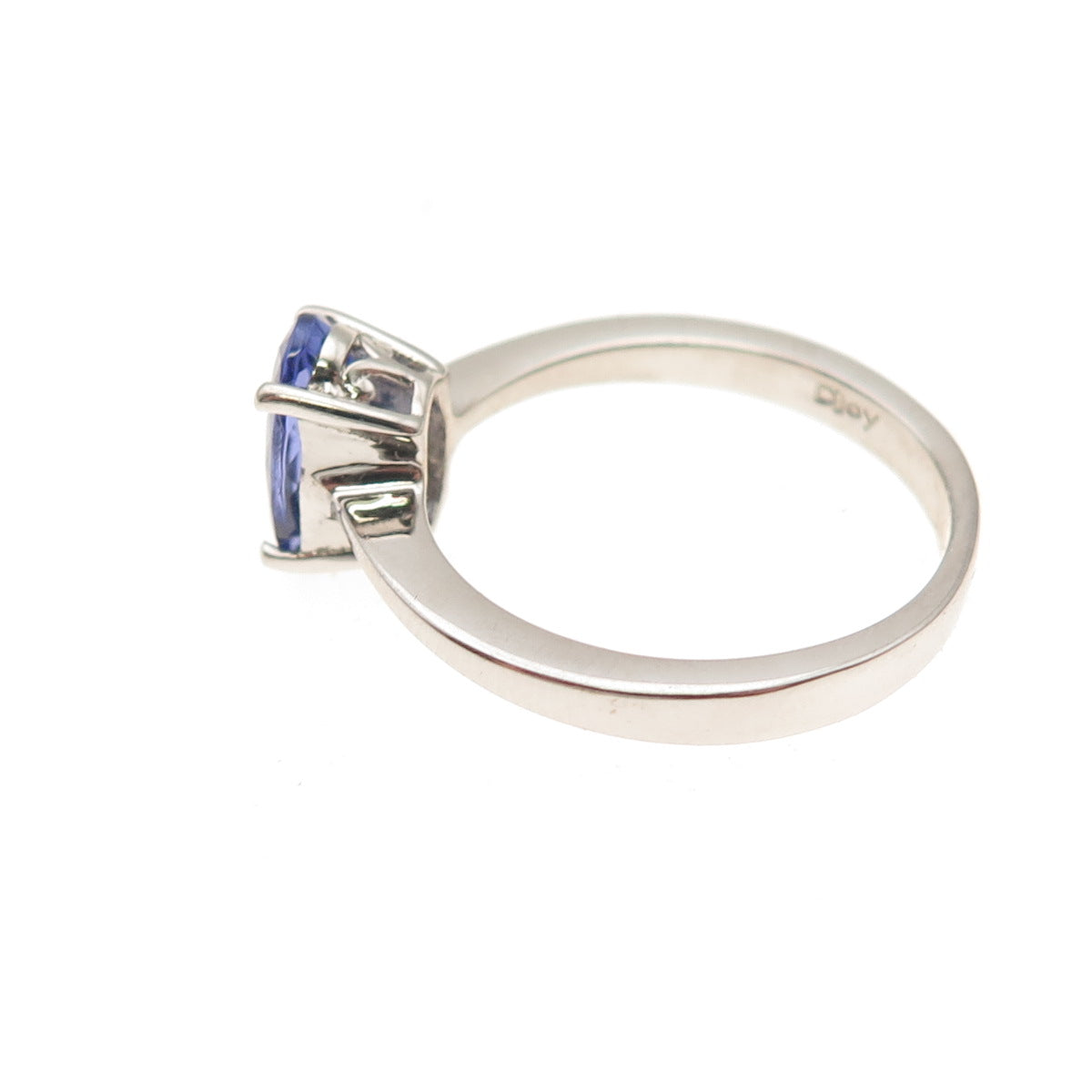 D'Joy 925 Sterling Silver Real Oval-Cut Tanzanite Ring Size 8